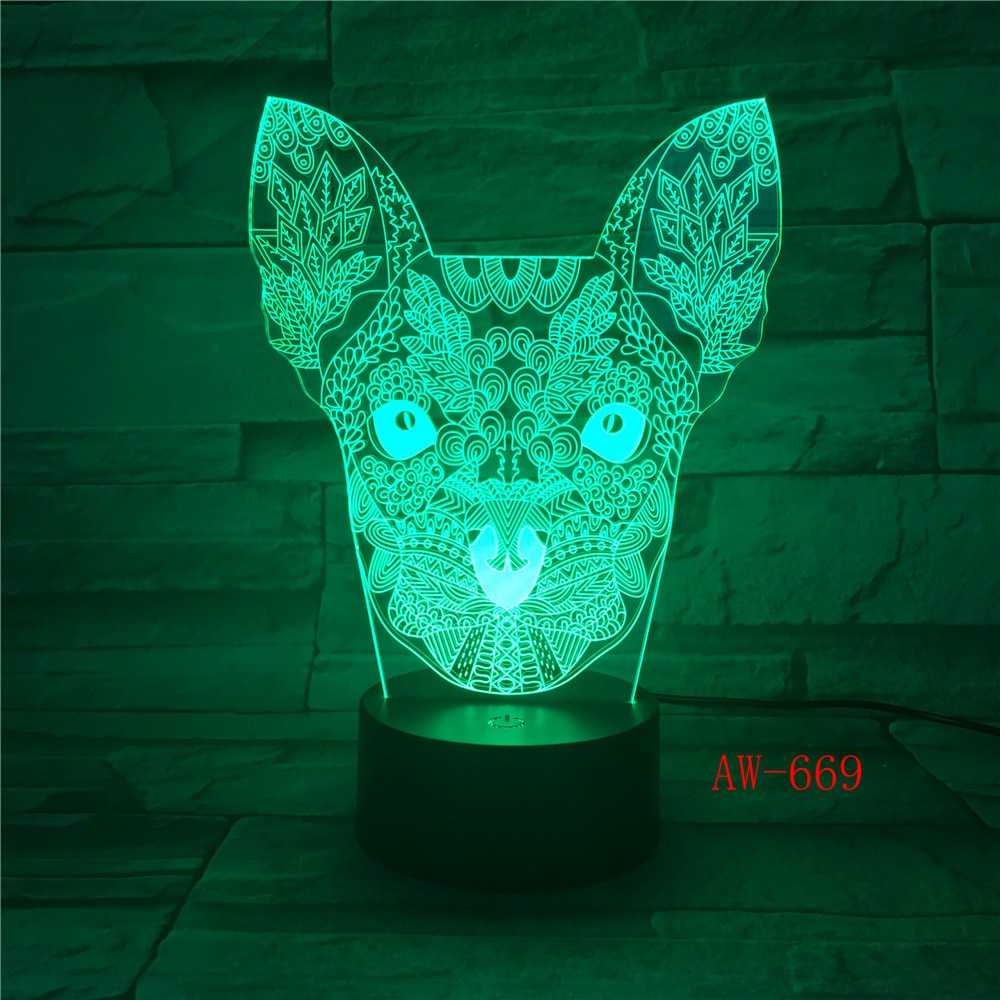 새 스타일 개 다채로운 3D 비주얼 터치 데스크 테이블 빛 LED 아크릴 램프 크리 에이 티브 led 밤 빛 홈 장식 Holida AW-669